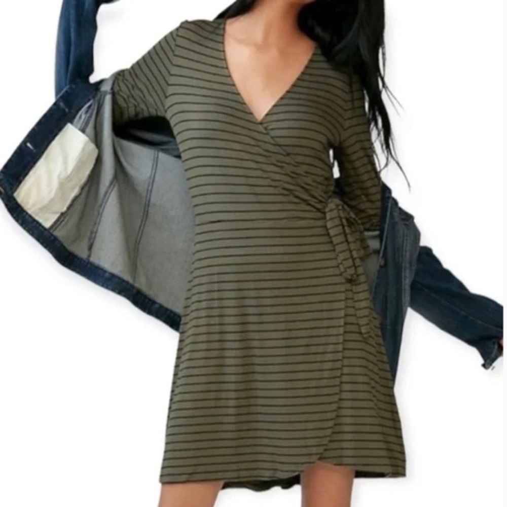 Express Striped Wrap Style Dress